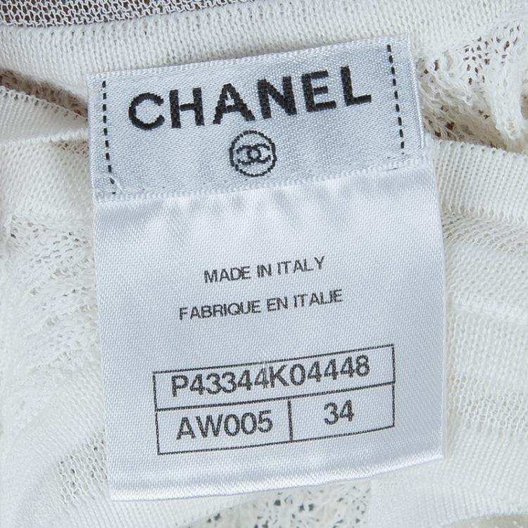 Pre Owned Chanel White Knit Tank Top S