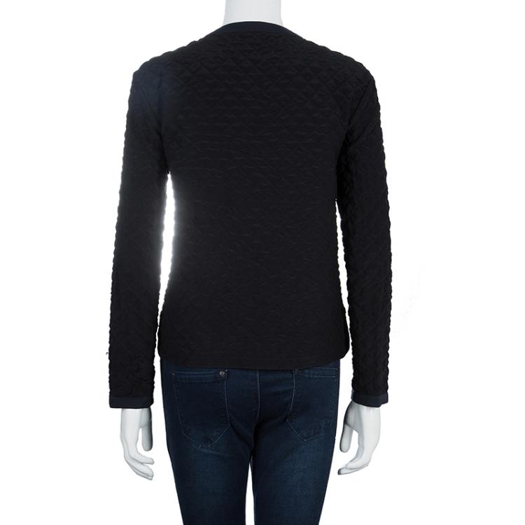 مملوكة مسبقًا Chanel Black Silk Quilted Jacket S