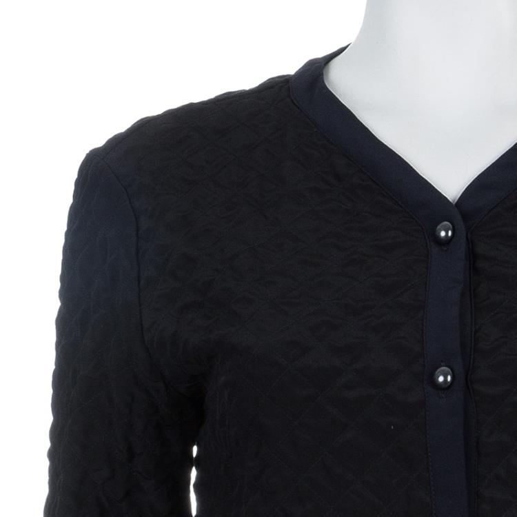 مملوكة مسبقًا Chanel Black Silk Quilted Jacket S