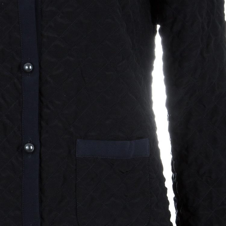 مملوكة مسبقًا Chanel Black Silk Quilted Jacket S