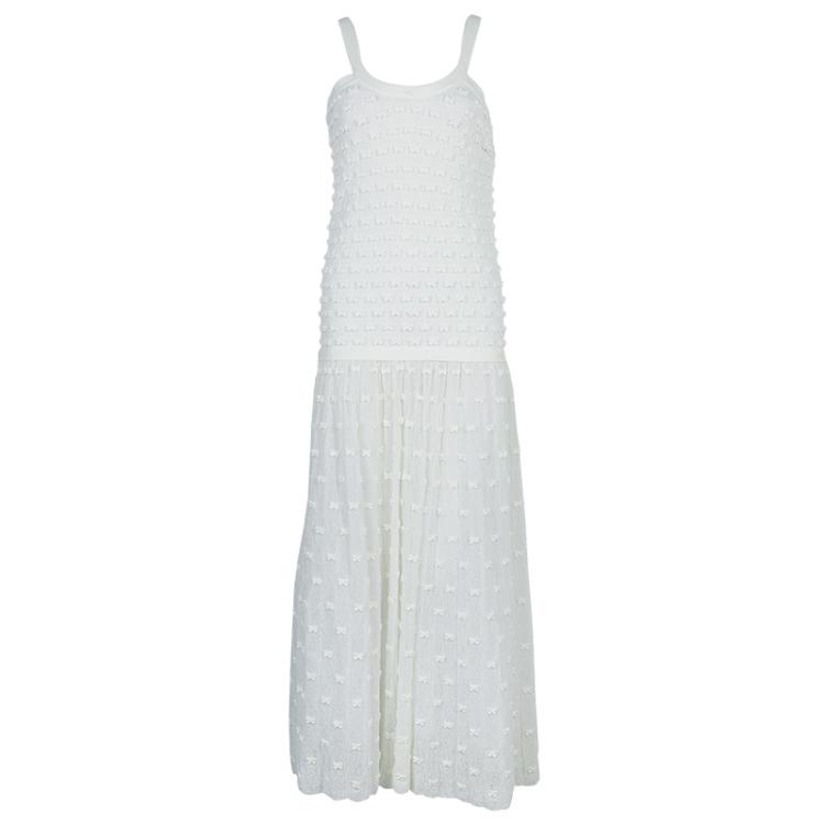 Chanel Off-White Knit Bow Applique Detail Sleeveless Dress S Chanel | The  Luxury Closet