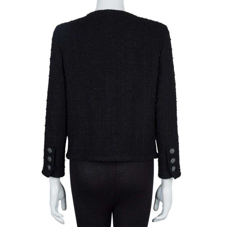 Pre Owned Chanel Black Wool Boucle Jacket L