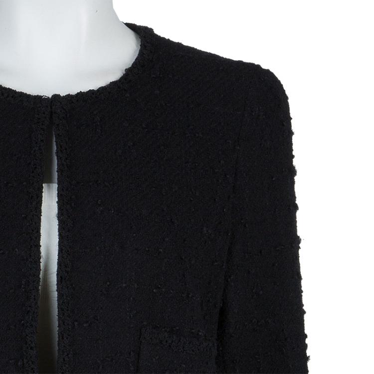 Pre Owned Chanel Black Wool Boucle Jacket L