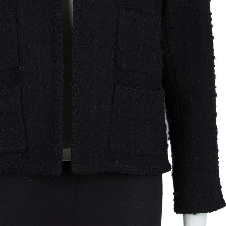 Pre Owned Chanel Black Wool Boucle Jacket L