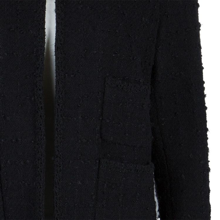 Pre Owned Chanel Black Wool Boucle Jacket L