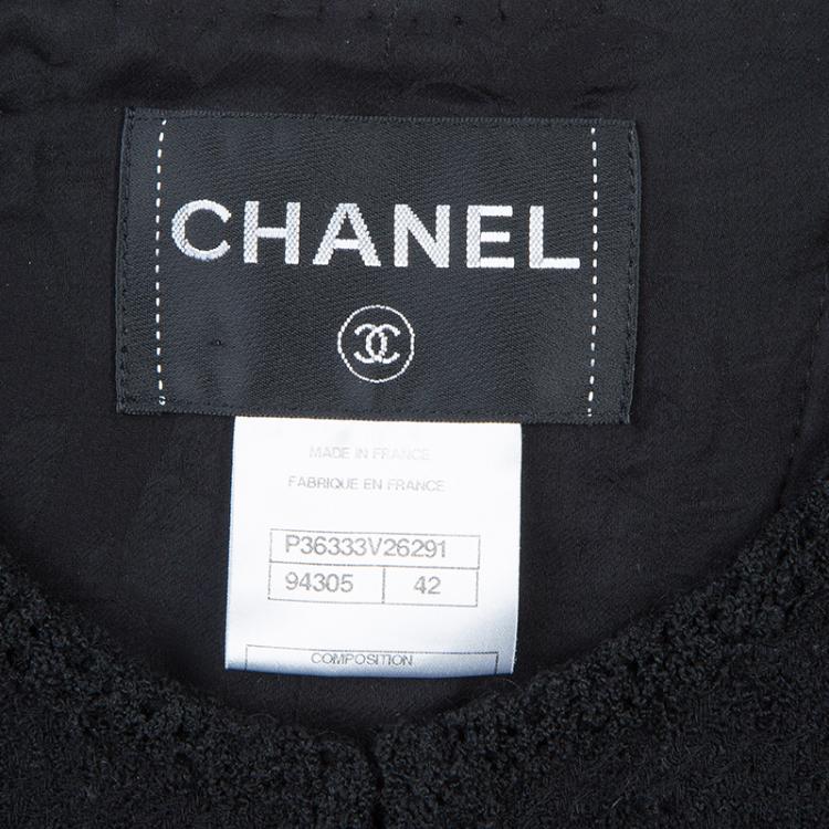 Pre Owned Chanel Black Wool Boucle Jacket L