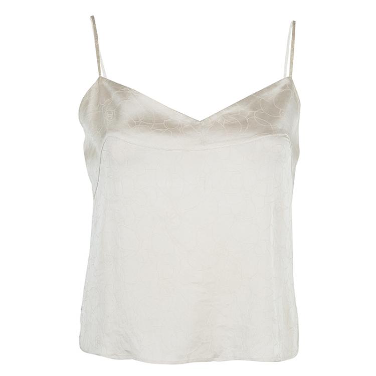 Chanel Beige Silk Cropped Camisole Top M Chanel | The Luxury Closet