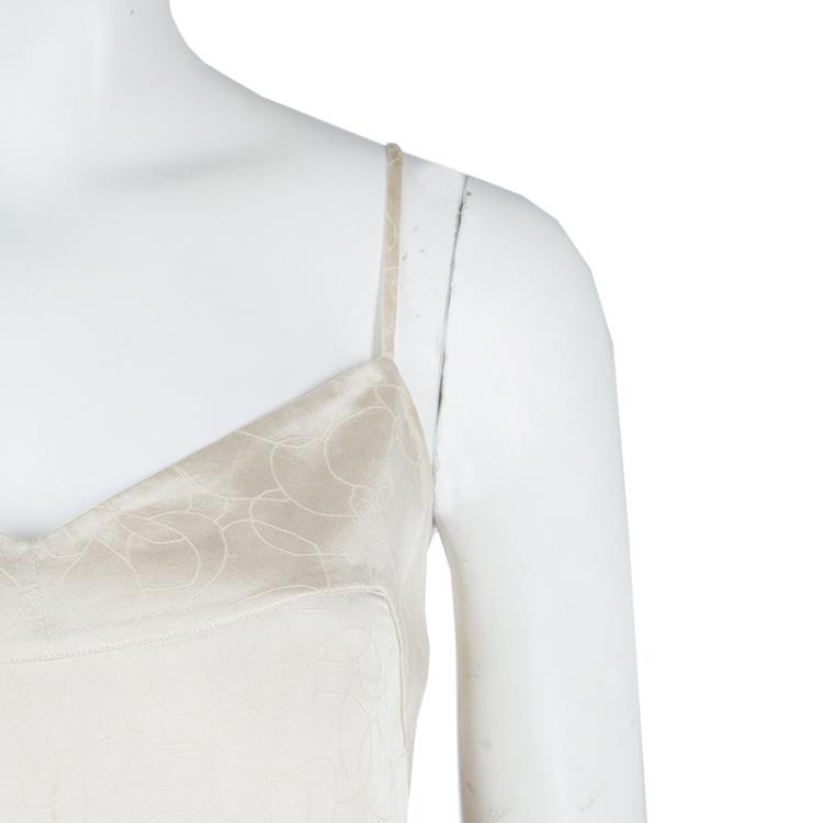 Pre Owned Chanel Beige Silk Cropped Camisole Top M