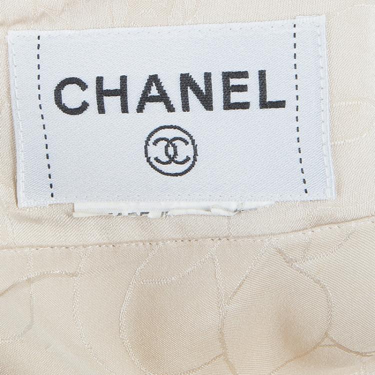 Pre Owned Chanel Beige Silk Cropped Camisole Top M