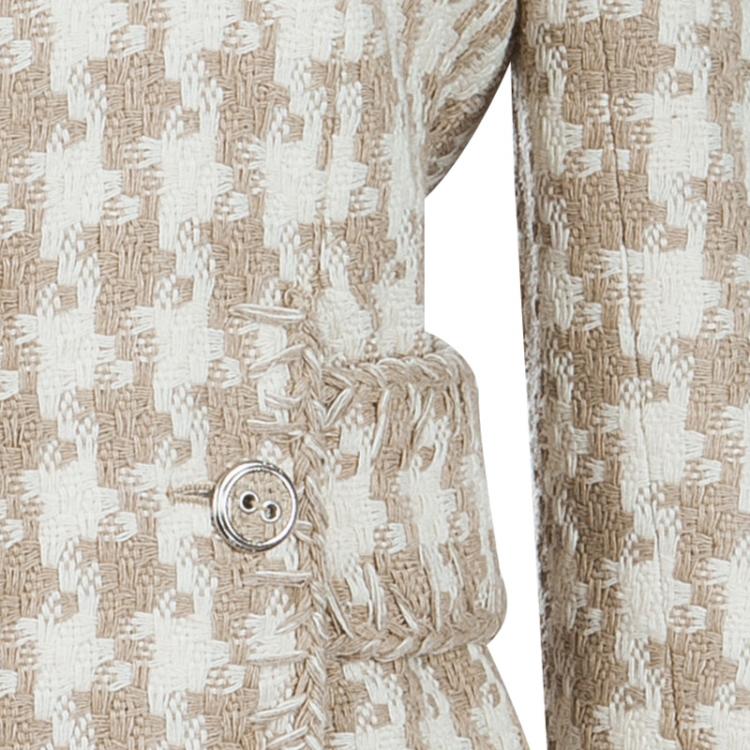 Pre Owned Chanel Beige and Cream Houndstooth Jacket L
