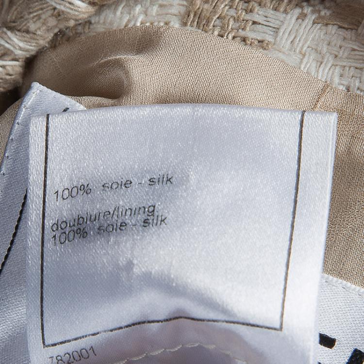 Pre Owned Chanel Beige and Cream Houndstooth Jacket L