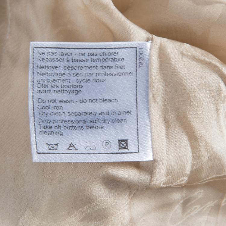 Pre Owned Chanel Beige and Cream Houndstooth Jacket L