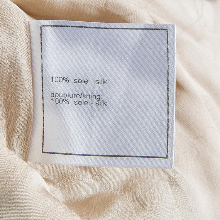 Pre Owned Chanel Beige and Cream Houndstooth Jacket L