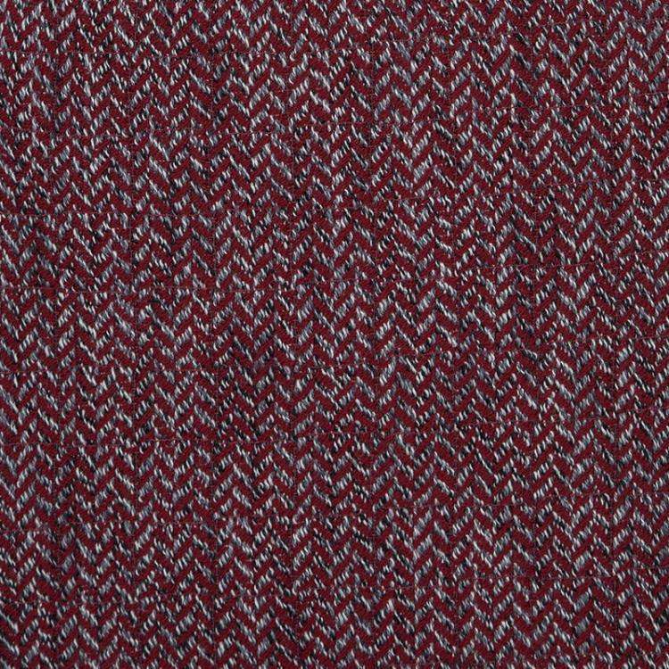 Pre Owned Chanel Red Herringbone Pattern Wool Skirt S