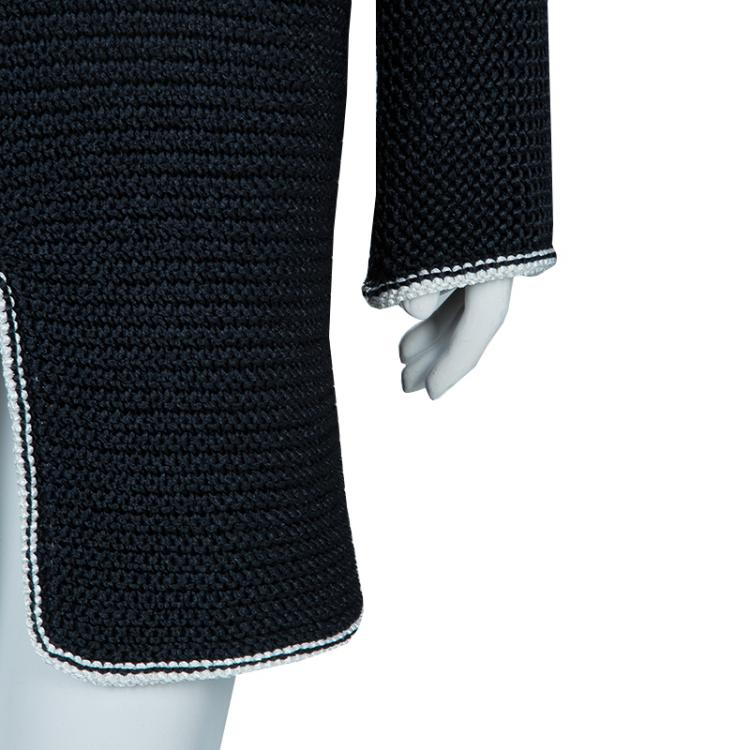 Pre Owned Chanel Black Chunky Loose Knit Long Sleeve Dress S