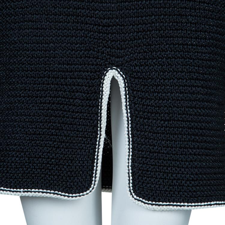 Pre Owned Chanel Black Chunky Loose Knit Long Sleeve Dress S