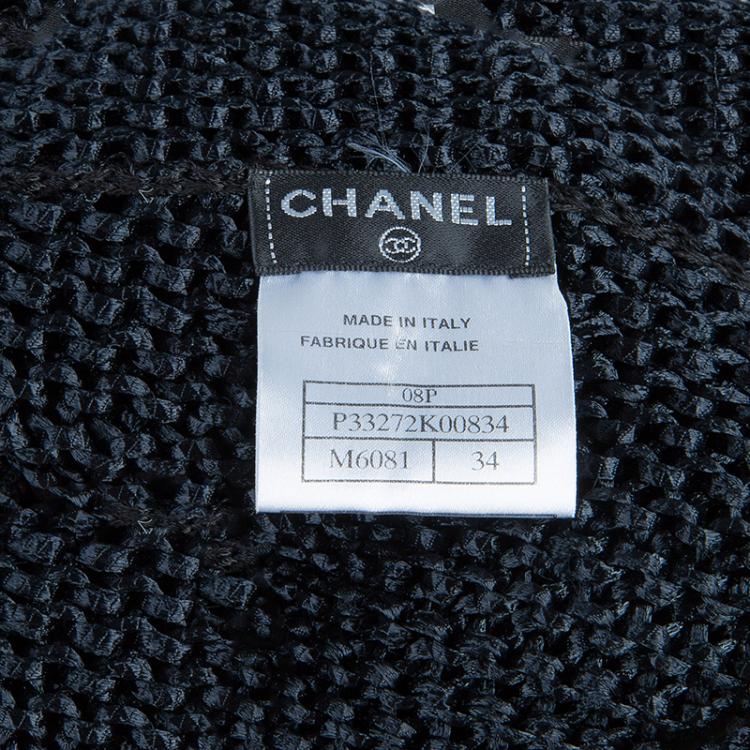 Pre Owned Chanel Black Chunky Loose Knit Long Sleeve Dress S