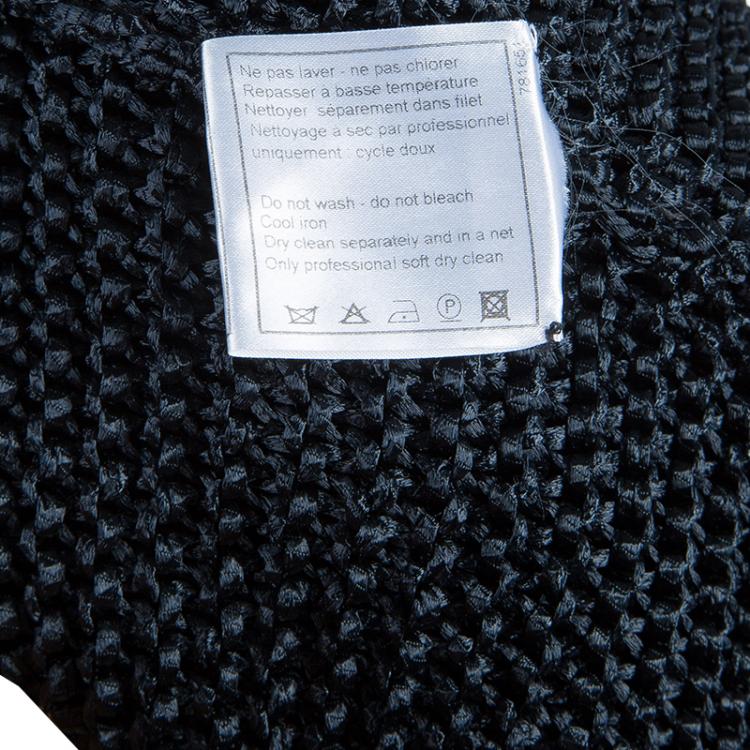 Pre Owned Chanel Black Chunky Loose Knit Long Sleeve Dress S