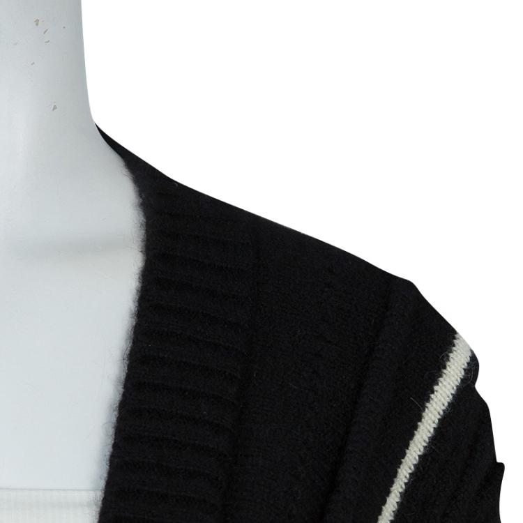 Pre Owned Chanel Monochrome Short Sleeve Cashmere Cardigan S