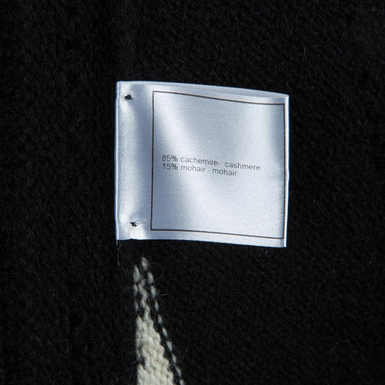Pre Owned Chanel Monochrome Short Sleeve Cashmere Cardigan S