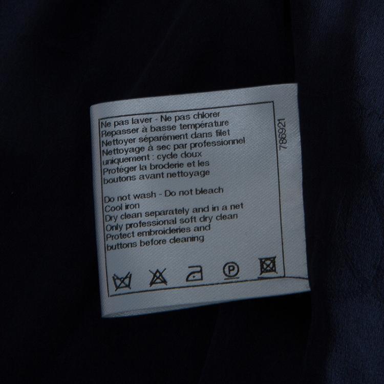 Pre Owned Chanel Navy Blue Pearl Embellished Jacket L