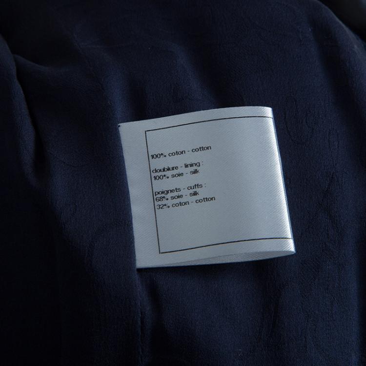 Pre Owned Chanel Navy Blue Pearl Embellished Jacket L