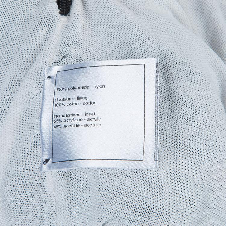 Pre Owned Chanel Black Crochet Detailing Geometric Textured Skirt S