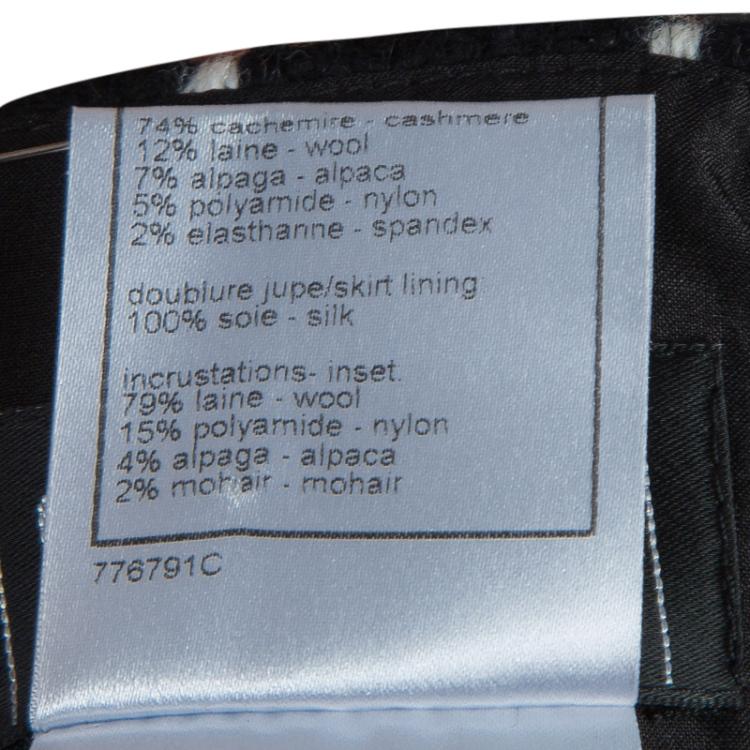 مملوكة مسبقًا Chanel Monochrome Cashmere High Waist Houndstooth Skirt S