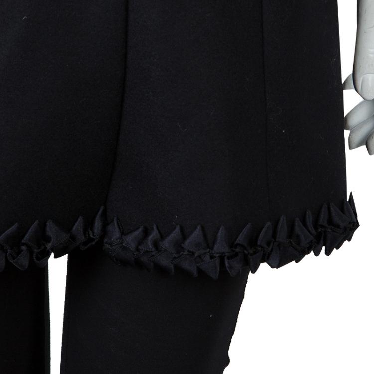 Pre Owned Chanel Black Geometric Applique Detail Overcoat S