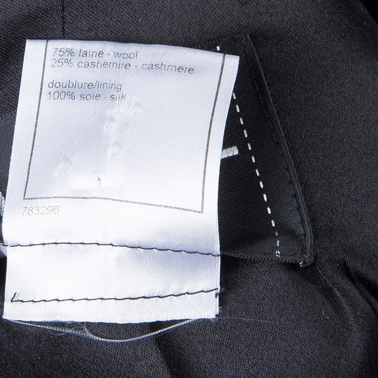 Pre Owned Chanel Black Geometric Applique Detail Overcoat S