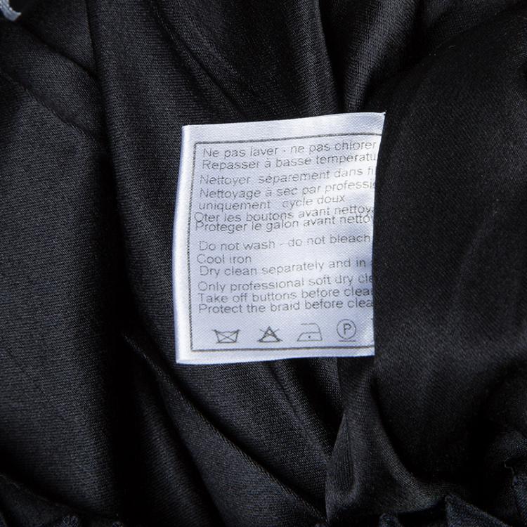 Pre Owned Chanel Black Geometric Applique Detail Overcoat S