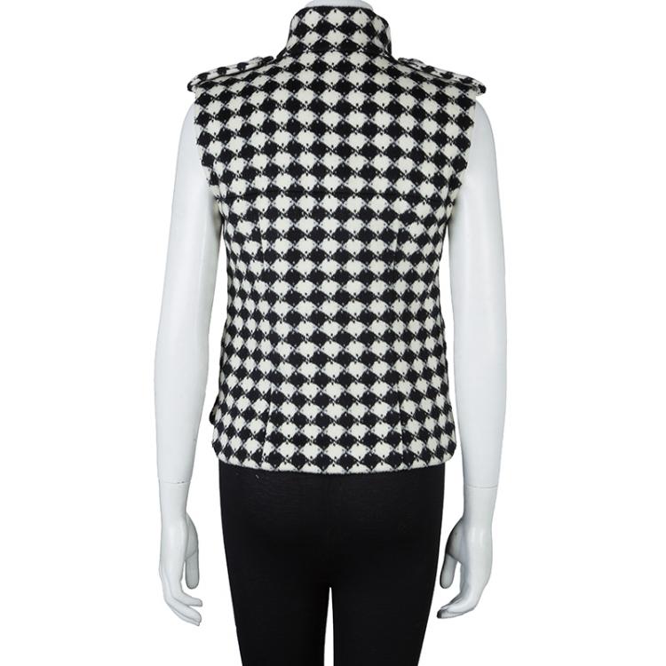 مملوكة مسبقًا Chanel Monochrome Diamond Checked Wool Vest S
