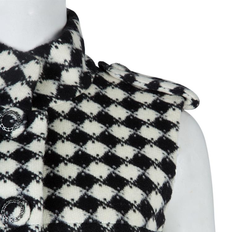 مملوكة مسبقًا Chanel Monochrome Diamond Checked Wool Vest S