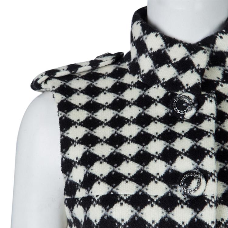 مملوكة مسبقًا Chanel Monochrome Diamond Checked Wool Vest S