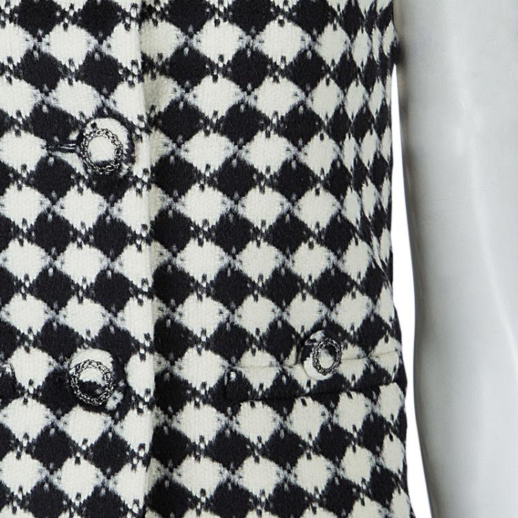 مملوكة مسبقًا Chanel Monochrome Diamond Checked Wool Vest S