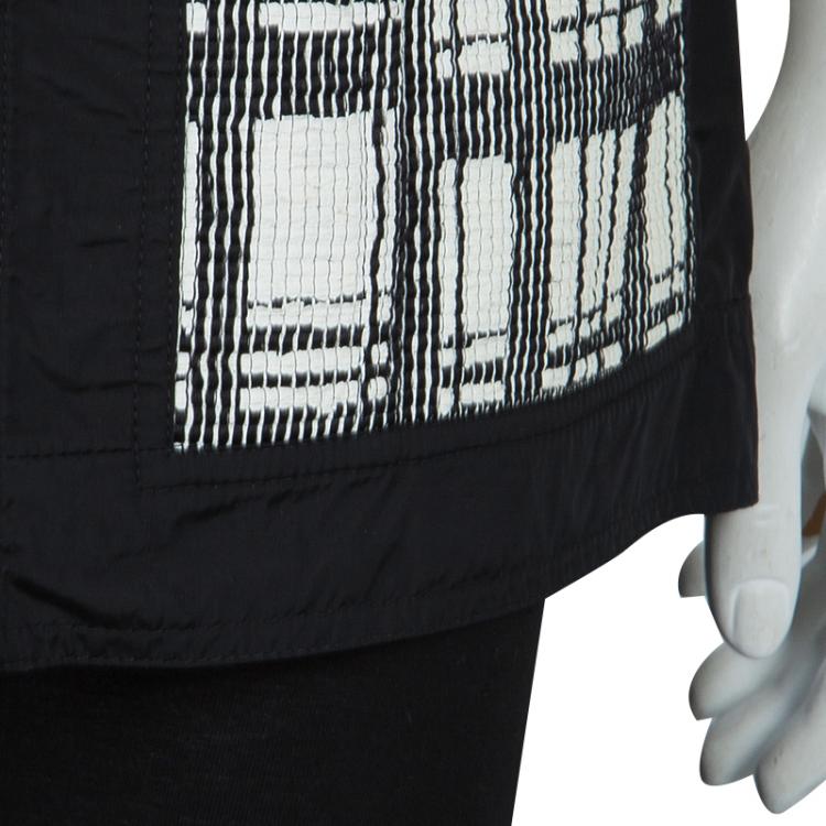 Pre Owned Chanel Monochrome Textured Short Sleeve Jacket S