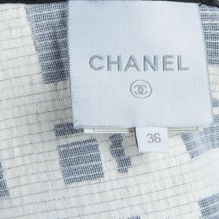 Pre Owned Chanel Monochrome Textured Short Sleeve Jacket S