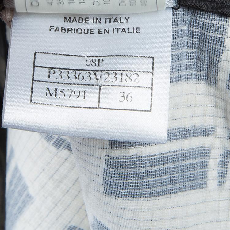 Pre Owned Chanel Monochrome Textured Short Sleeve Jacket S