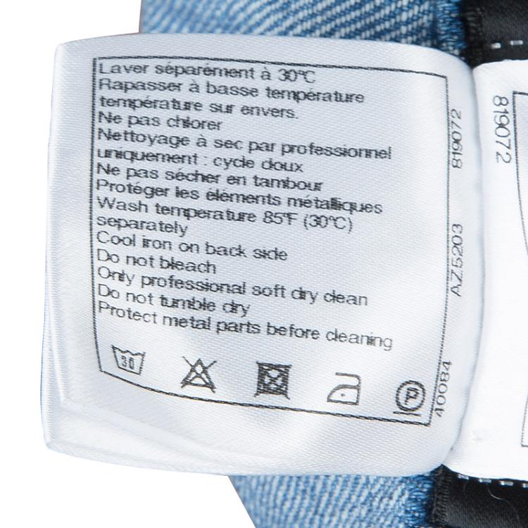 Pre Owned Chanel Blue Dark Wash Polka Dotted Denim Jeans M