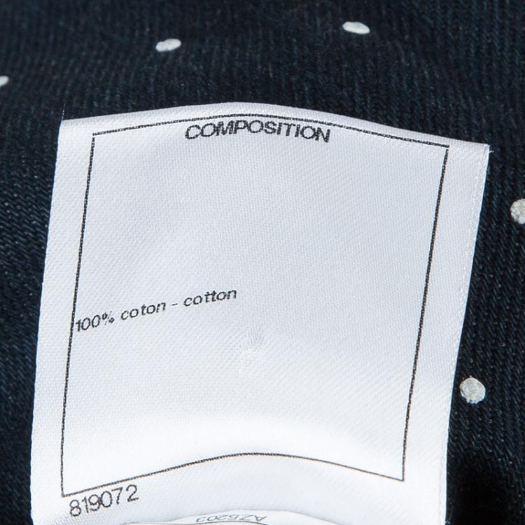 Pre Owned Chanel Blue Dark Wash Polka Dotted Denim Jeans M