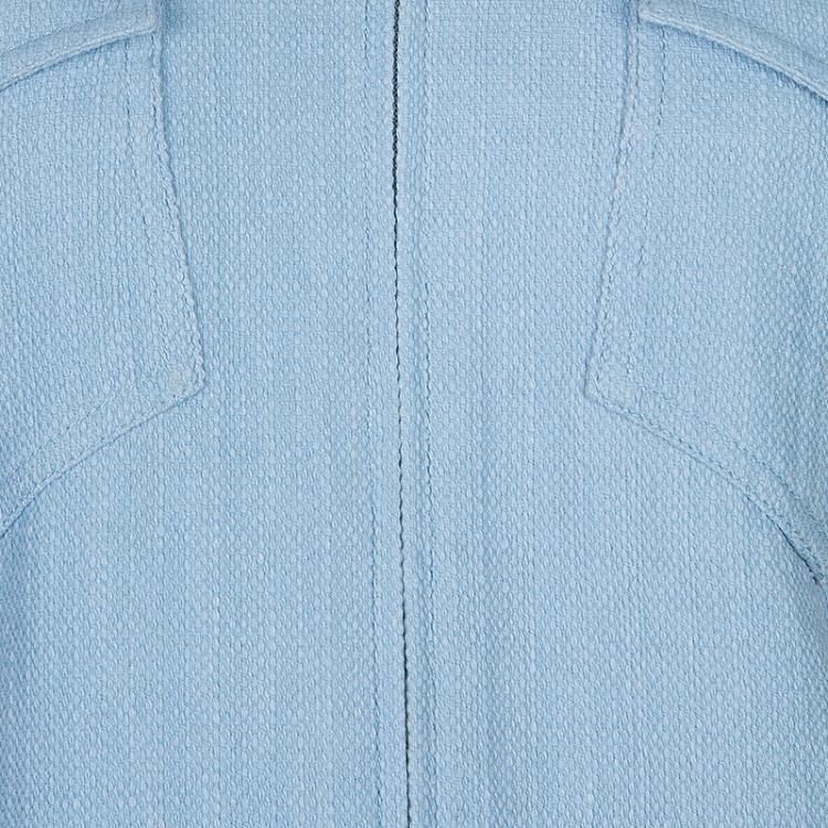 مملوكة مسبقًا Chanel Powder Blue Textured Cotton Cropped Jacket M