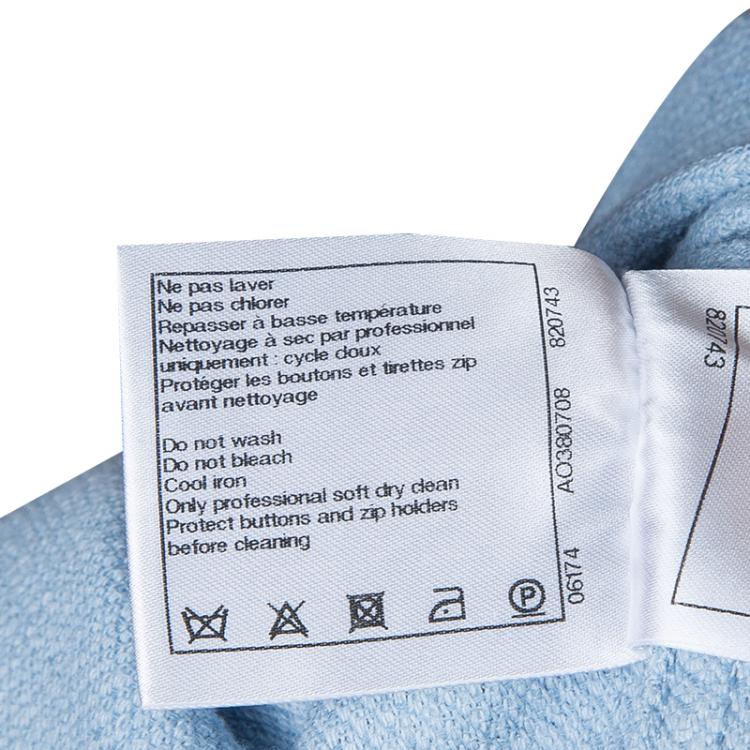 مملوكة مسبقًا Chanel Powder Blue Textured Cotton Cropped Jacket M