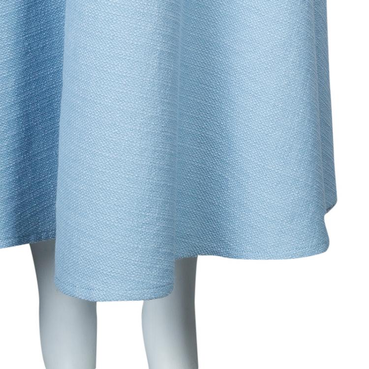 Pre Owned Chanel Powder Blue Textured Cotton High Waist Flared Skirt M