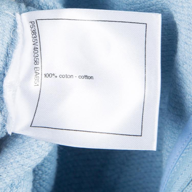 Pre Owned Chanel Powder Blue Textured Cotton High Waist Flared Skirt M