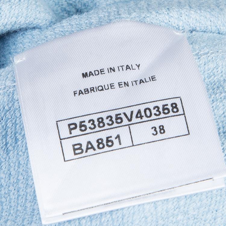 Pre Owned Chanel Powder Blue Textured Cotton High Waist Flared Skirt M