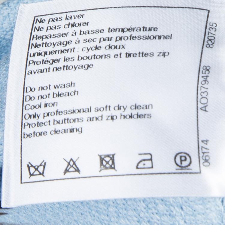 Pre Owned Chanel Powder Blue Textured Cotton High Waist Flared Skirt M