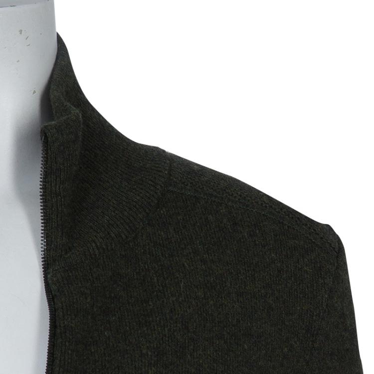 Pre Owned Chanel Olive Green Long Sleeve Cardigan S