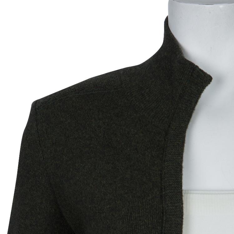 Pre Owned Chanel Olive Green Long Sleeve Cardigan S