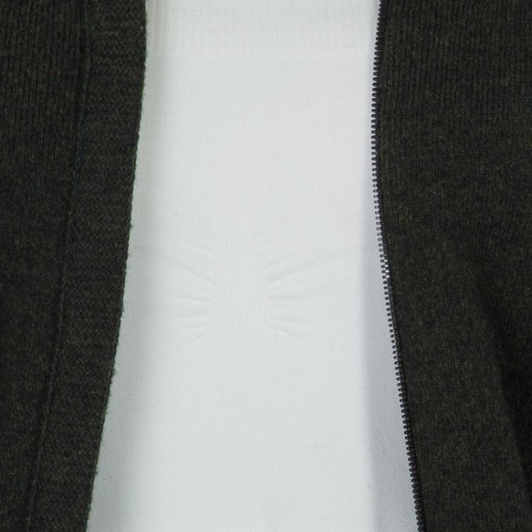 Pre Owned Chanel Olive Green Long Sleeve Cardigan S