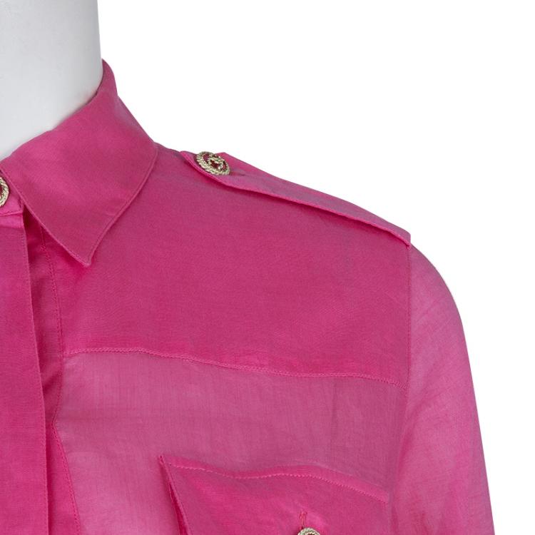 Pre Owned Chanel Pink Long Sleeve Buttondown Cottton Shirt S